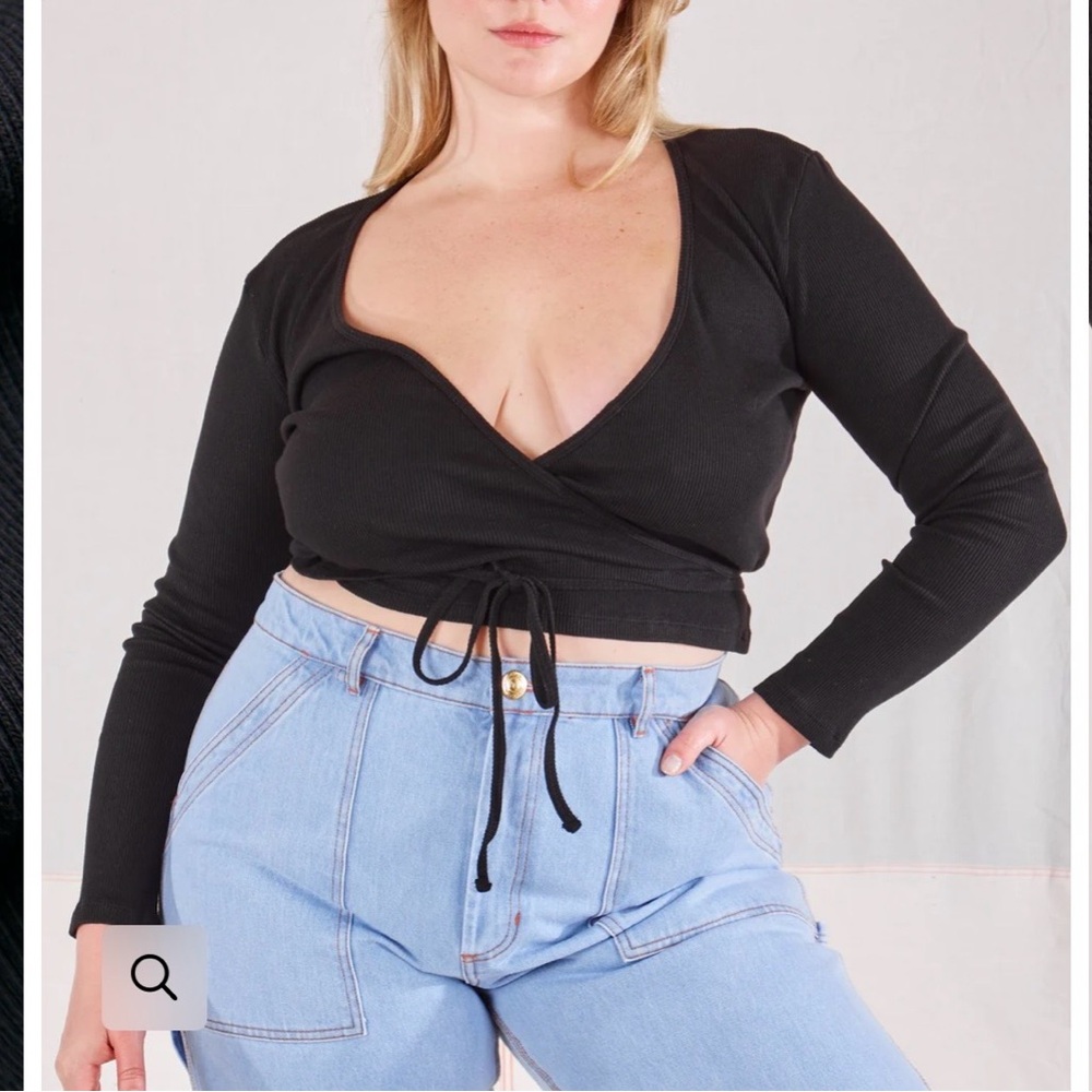 Big Bud Press Black Wrap Crop Long Sleeve Top